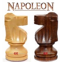 Scacchi staunton Napoleon set legno sheesham e bosso naturale, lucidati a mano, tradizionale stile Franz Lardy. Re h mm.65.